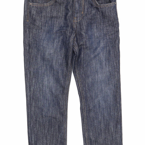 Denim & Co. Girls Blue Cotton Straight Jeans Size 6-7 Years Regular Zip