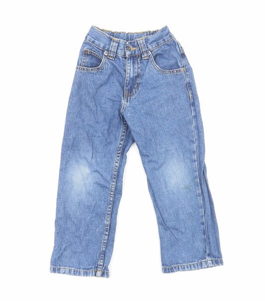 George Girls Blue Cotton Straight Jeans Size 4-5 Years Regular Zip