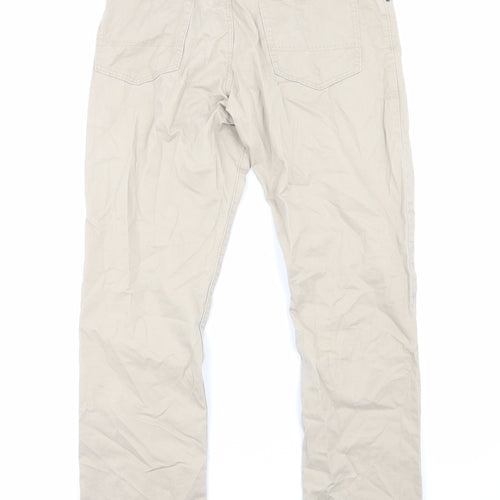 Kirkland Mens Beige Cotton Trousers Size L L32 in Regular Zip