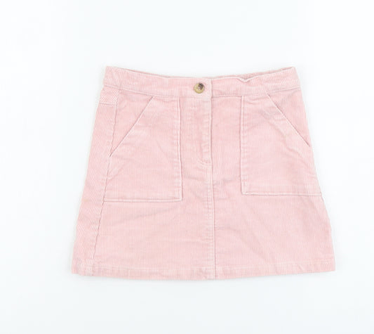 H&M Girls Pink Cotton Mini Skirt Size 6-7 Years Regular Button