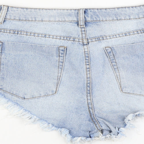 Nasty Gal Womens Blue Cotton Cut-Off Shorts Size 12 L3 in Regular Button - Distressed