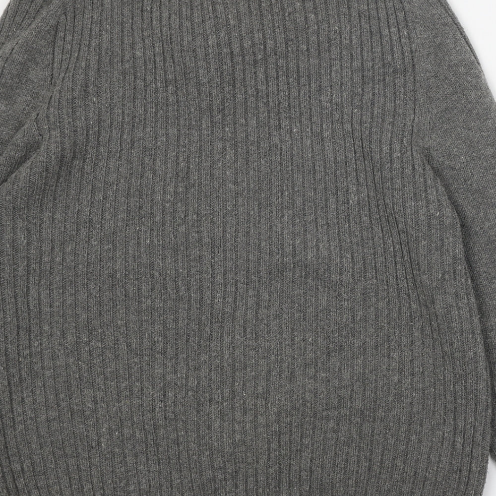 Wolsey Mens Grey High Neck Acrylic Pullover Jumper Size L Long Sleeve
