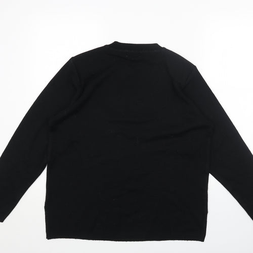 Eternal Womens Black Round Neck Acrylic Pullover Jumper Size 14