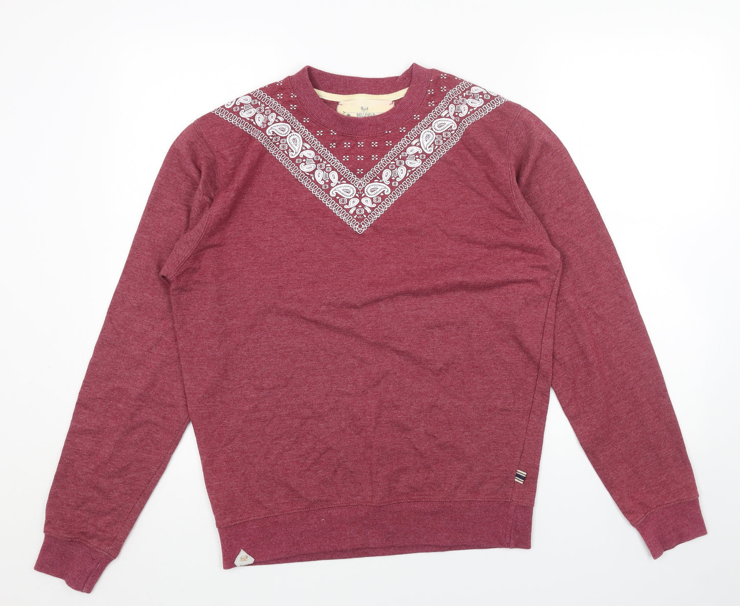 Bellfield Womens Red Cotton Pullover Sweatshirt Size S Pullover