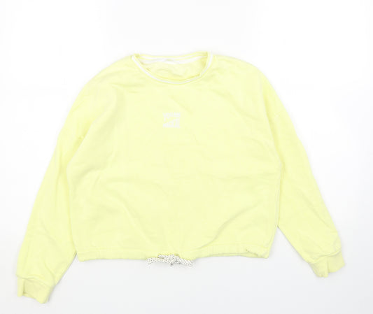 Marks and Spencer Girls Yellow Cotton Pullover Sweatshirt Size 11-12 Years Pullover