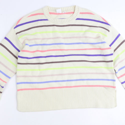 Gap Girls Multicoloured Round Neck Striped 100% Cotton Pullover Jumper Size 12 Years Pullover