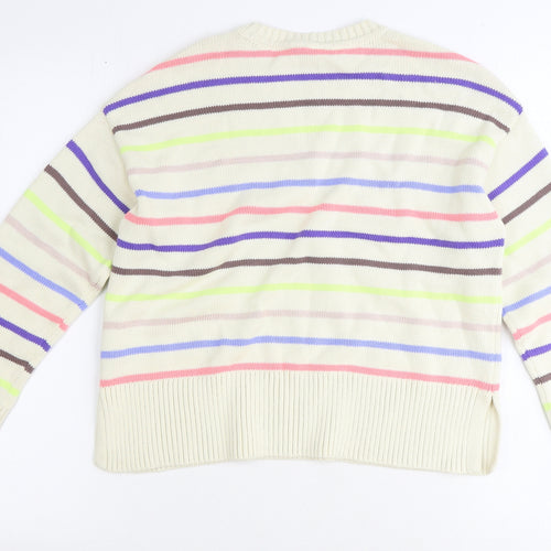 Gap Girls Multicoloured Round Neck Striped 100% Cotton Pullover Jumper Size 12 Years Pullover