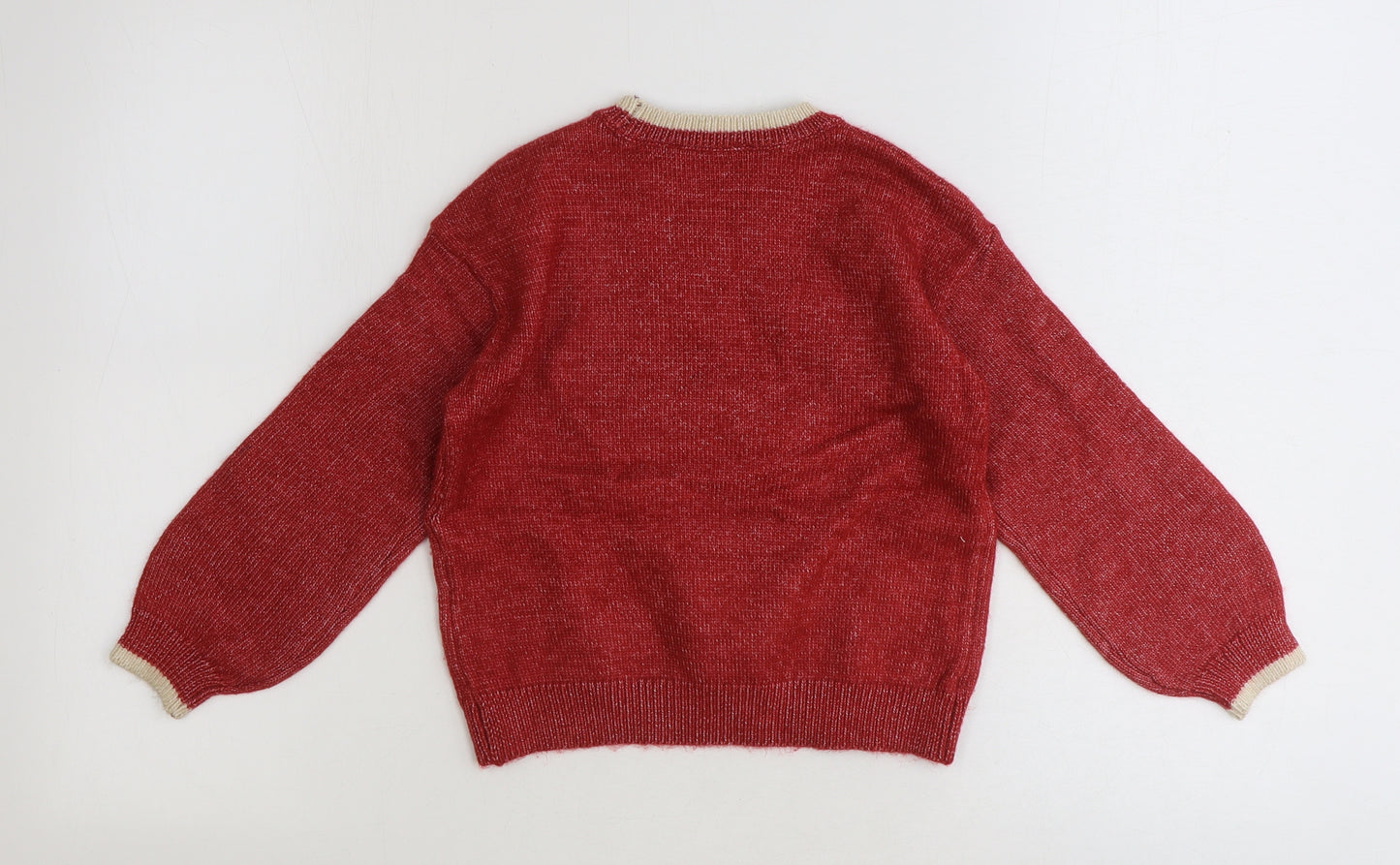 Marks and Spencer Girls Red Round Neck Polyester Pullover Jumper Size 5-6 Years Pullover - Happy Howl-idays