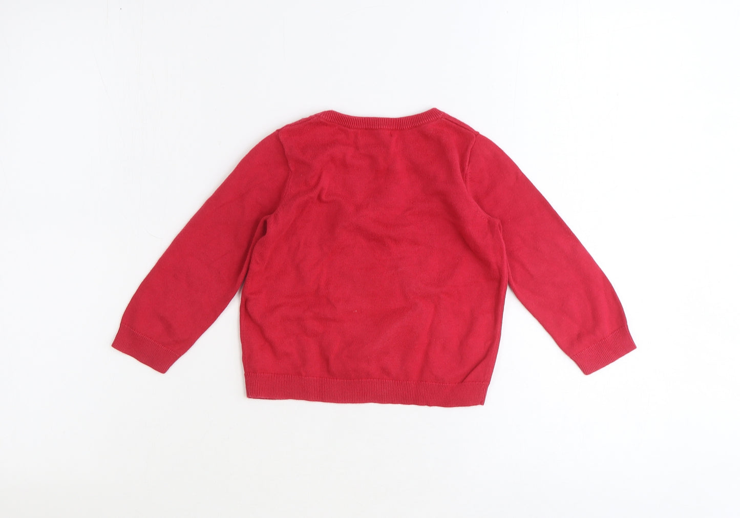 Blue Zoo Girls Red Round Neck 100% Cotton Pullover Jumper Size 2-3 Years Pullover - Christmas Snowman