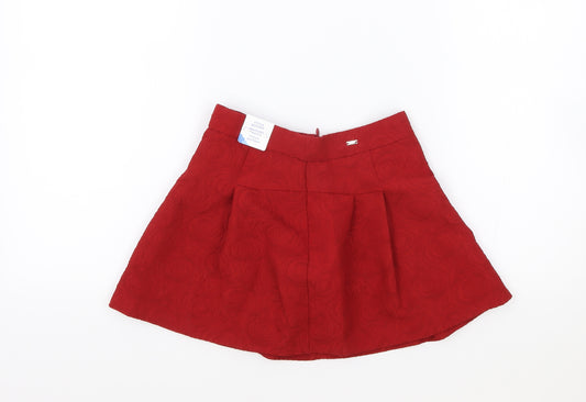 Mayoral Girls Red Polyester Mini Skirt Size 6 Years Regular Zip