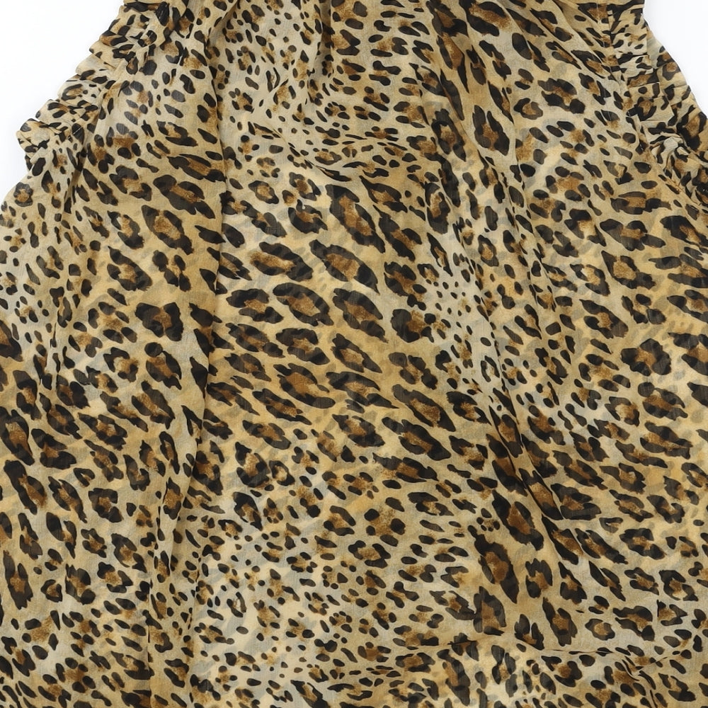 Rachel Zoe Womens Brown Animal Print Polyester Basic Tank Size S Round Neck - Leopard Print