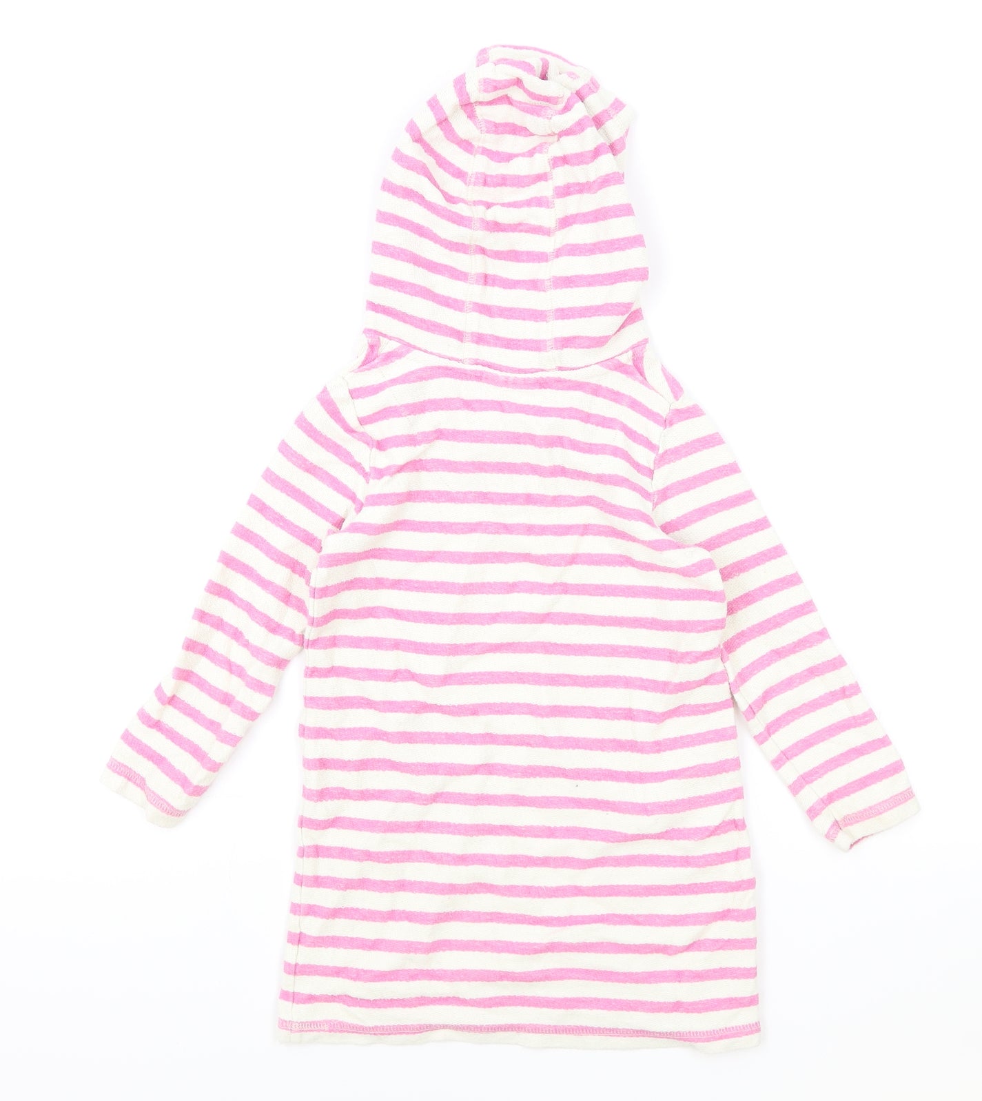 NEXT Girls Pink V-Neck Striped Cotton Blend Pullover Jumper Size 4 Years Pullover