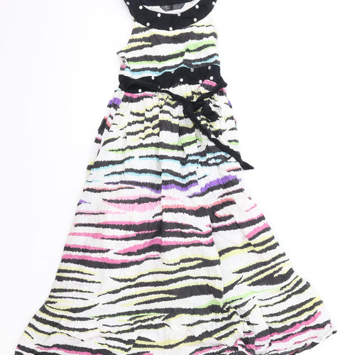 Matalan Girls Multicoloured Animal Print Cotton A-Line Size 8-9 Years Scoop Neck Pullover - Zebra print