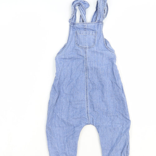 mamas & papas Baby Blue 100% Cotton Dungaree One-Piece Size 9-12 Months Snap