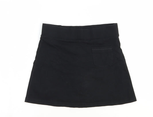 Marks and Spencer Girls Black Cotton Mini Skirt Size 9-10 Years Regular