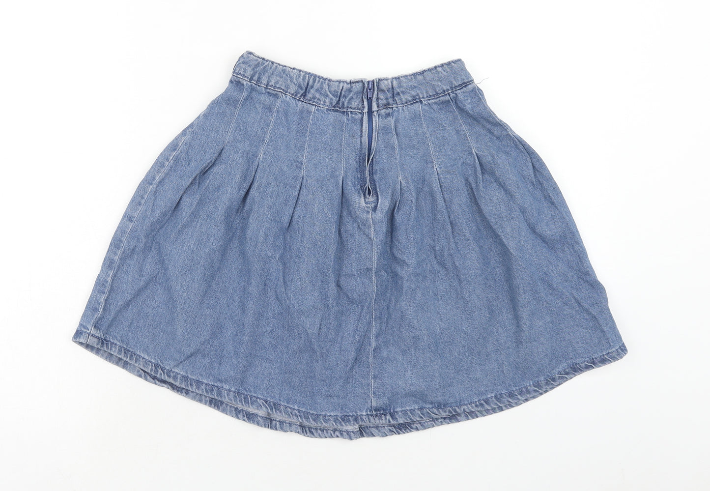 Primark Girls Blue Cotton A-Line Skirt Size 11-12 Years Regular Zip