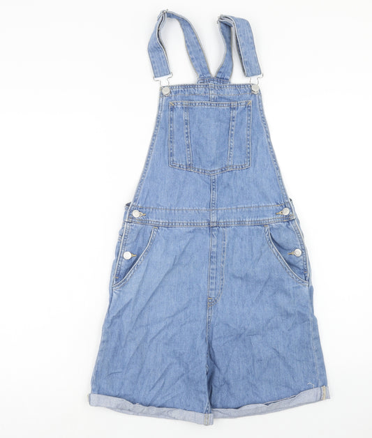 H&M Girls Blue Cotton Dungaree One-Piece Size 14 Years Buckle