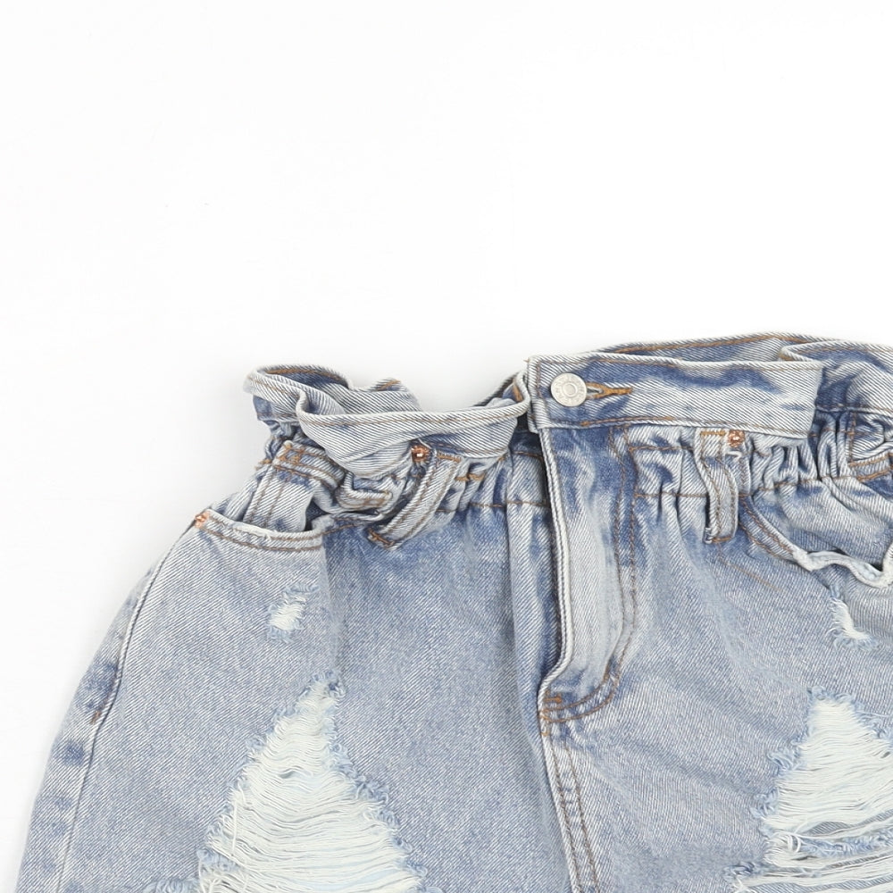 Fashion Nova Womens Blue Cotton Cut-Off Shorts Size XS Regular Zip - Distressed