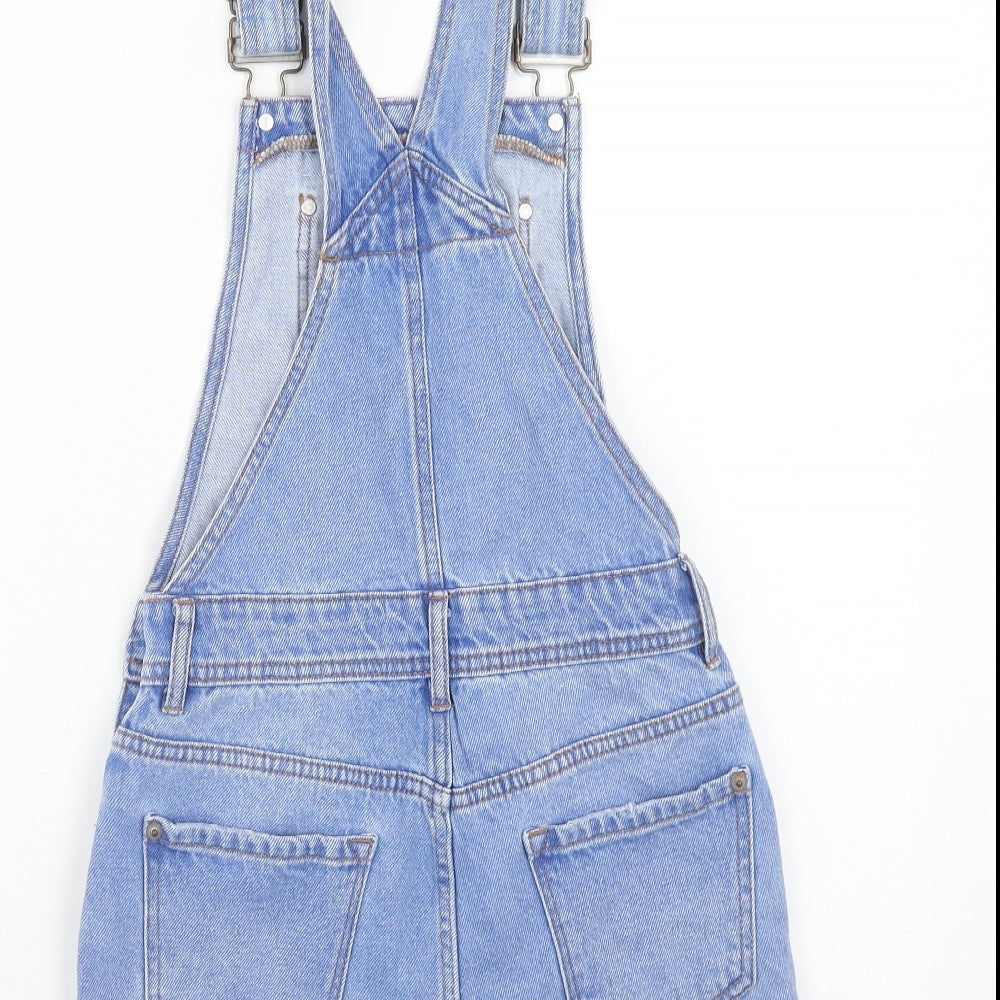 New Look Girls Blue Cotton Dungaree One-Piece Size 11 Years Button