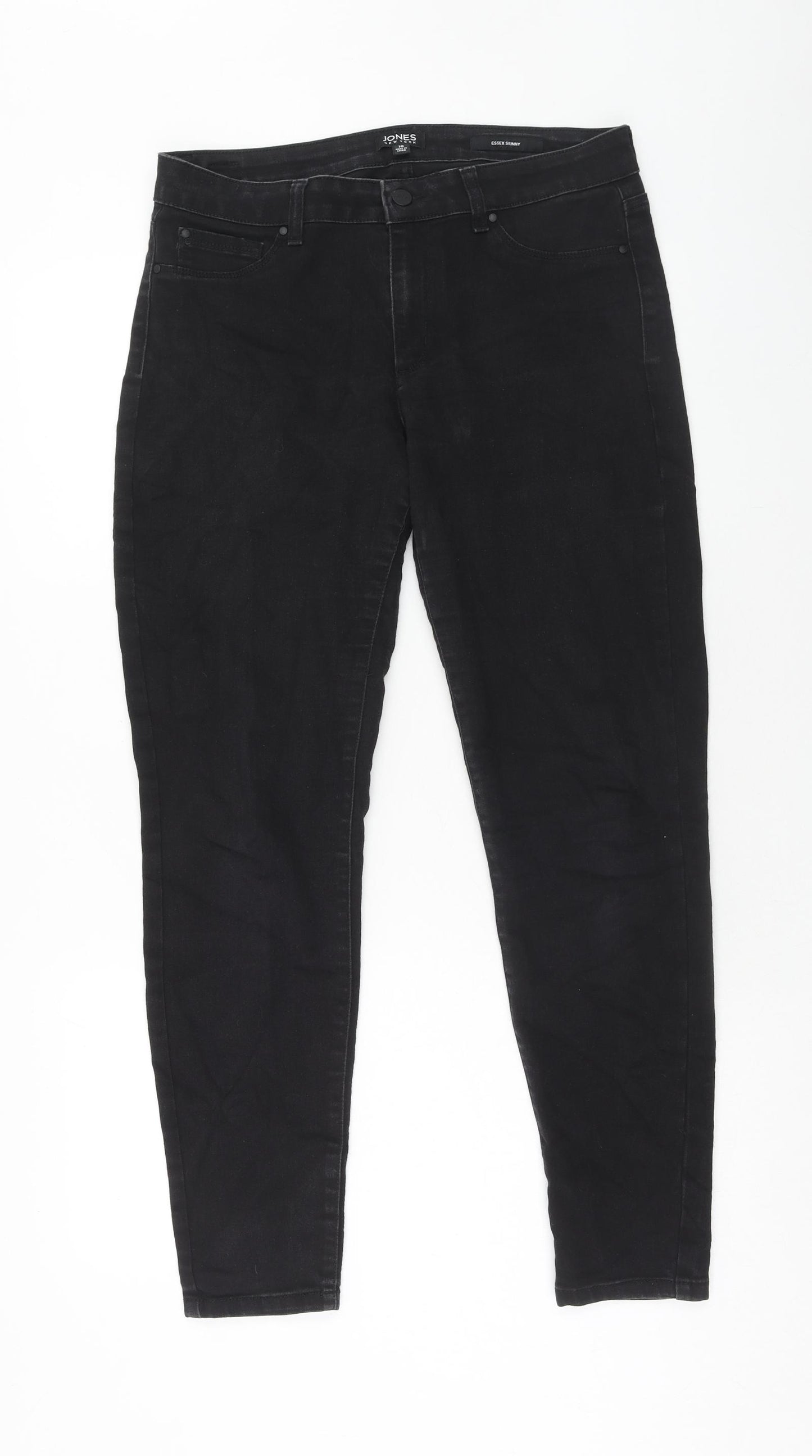 Jones New York Womens Black Cotton Skinny Jeans Size 10 Regular Zip