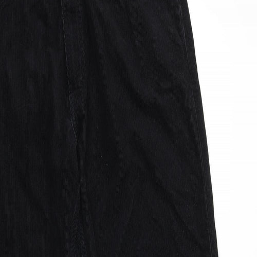 Marks and Spencer Mens Black Cotton Trousers Size 36 in L31 in Regular Zip