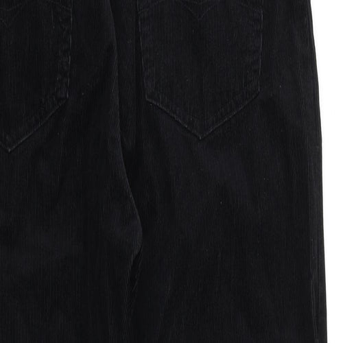 Marks and Spencer Mens Black Cotton Trousers Size 36 in L31 in Regular Zip