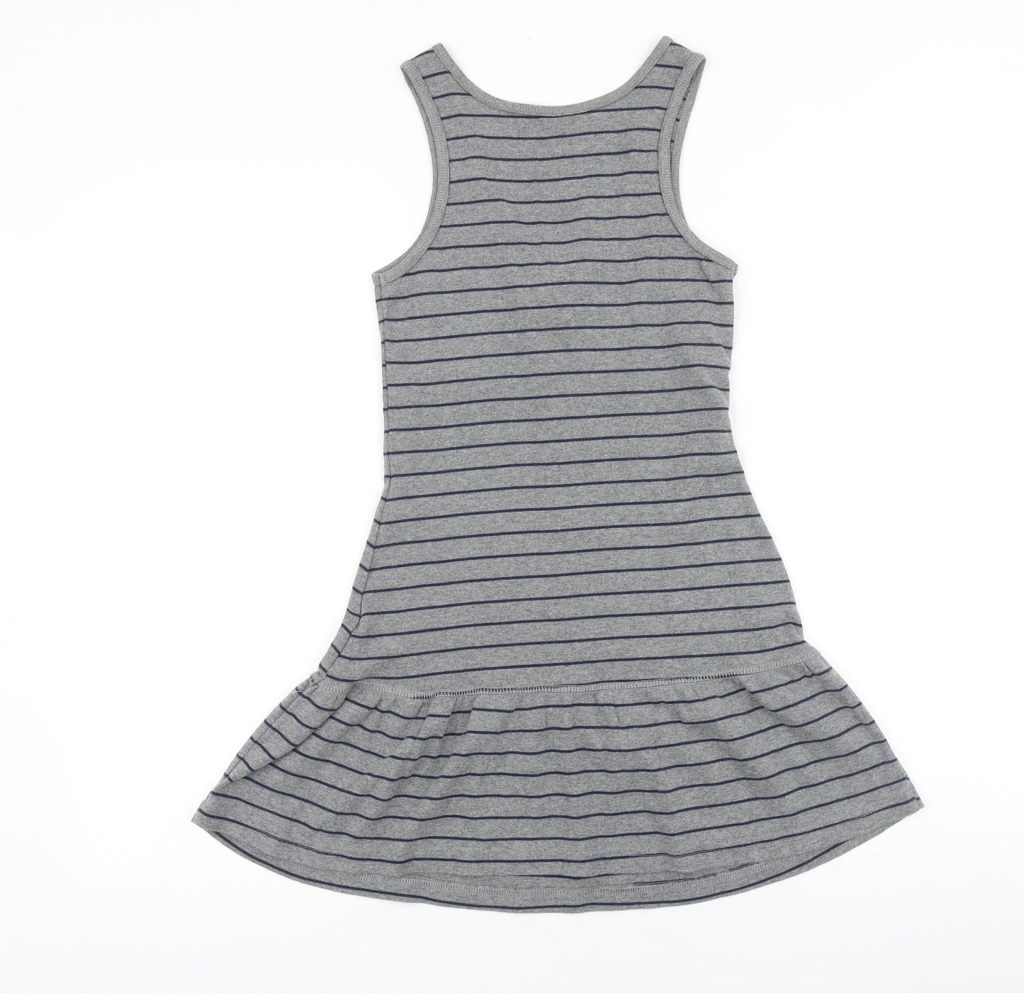 AJC Womens Grey Striped 100% Cotton Tank Dress Size 6 V-Neck Pullover