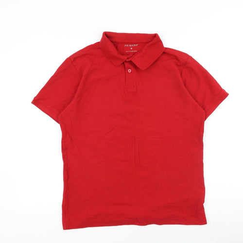 Primark Mens Red 100% Cotton Polo Size M Collared Button