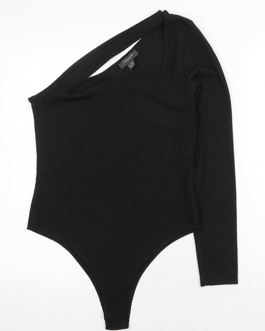 Primark Womens Black Polyester Bodysuit One-Piece Size M Snap