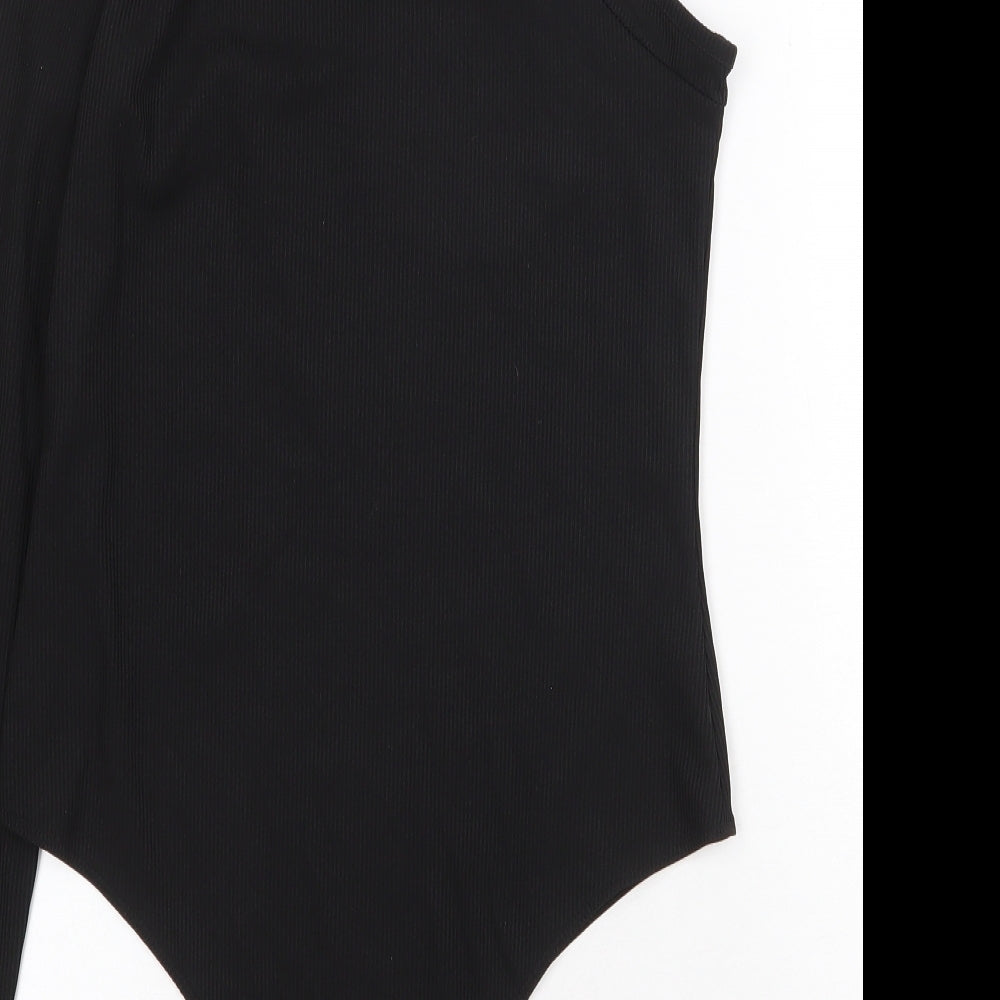 Primark Womens Black Polyester Bodysuit One-Piece Size M Snap