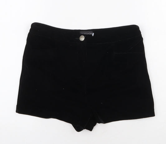 Topshop Womens Black Polyester Basic Shorts Size 10 Regular Zip