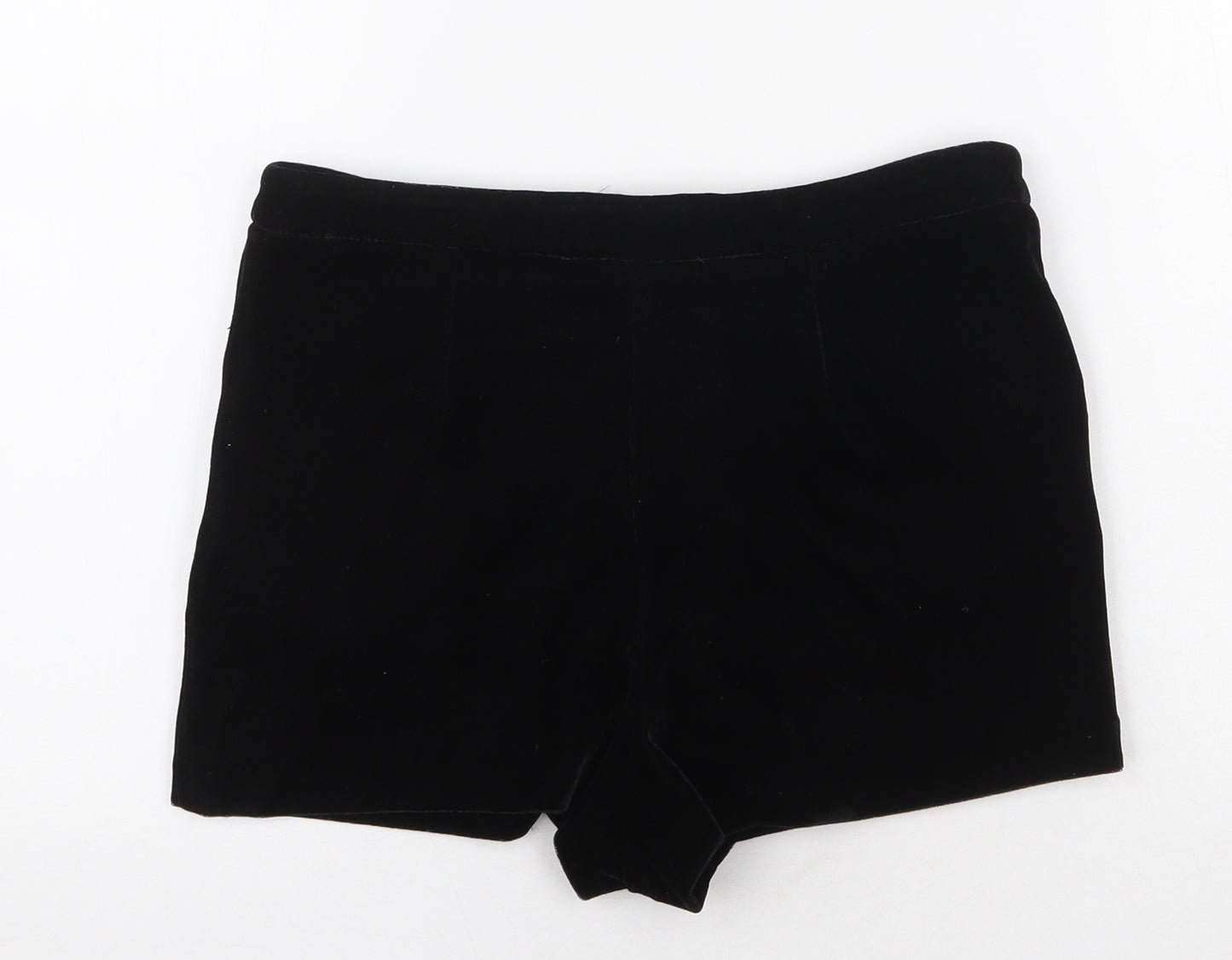 Topshop Womens Black Polyester Basic Shorts Size 10 Regular Zip