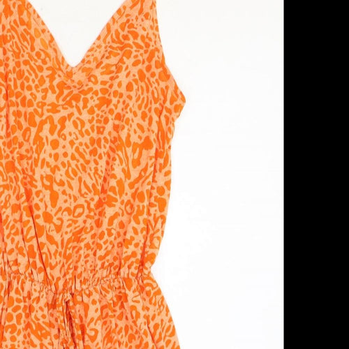 George Womens Orange Animal Print Polyester Playsuit One-Piece Size M Pullover