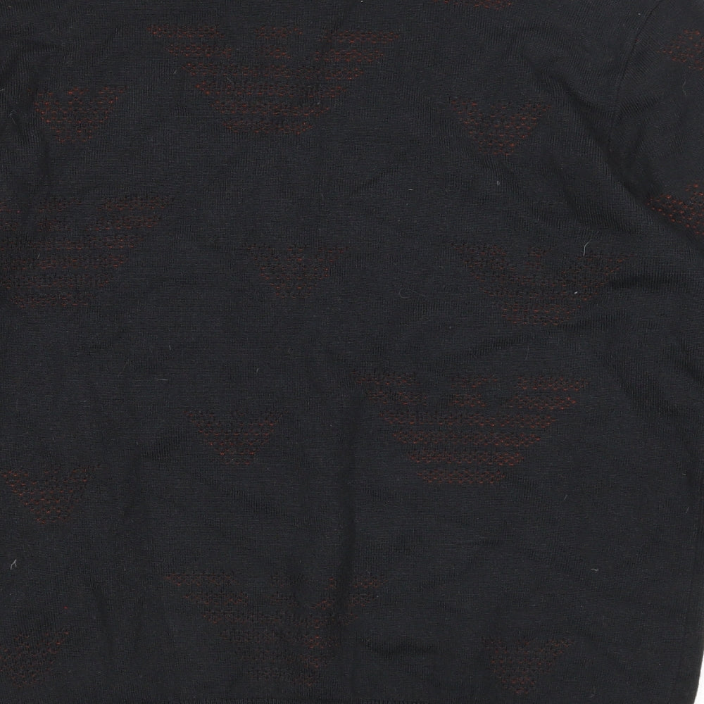 Emporio Armani Mens Black Round Neck Acrylic Pullover Jumper Size XL Long Sleeve