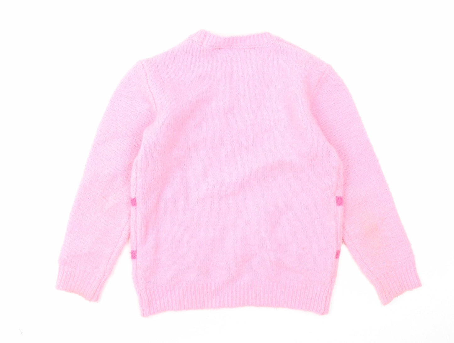 George Girls Pink Round Neck Acrylic Pullover Jumper Size 6-7 Years Pullover - Wonderful