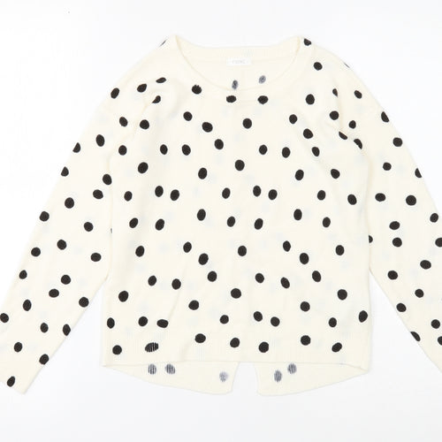 NEXT Girls White Scoop Neck Polka Dot Acrylic Pullover Jumper Size 8 Years Pullover