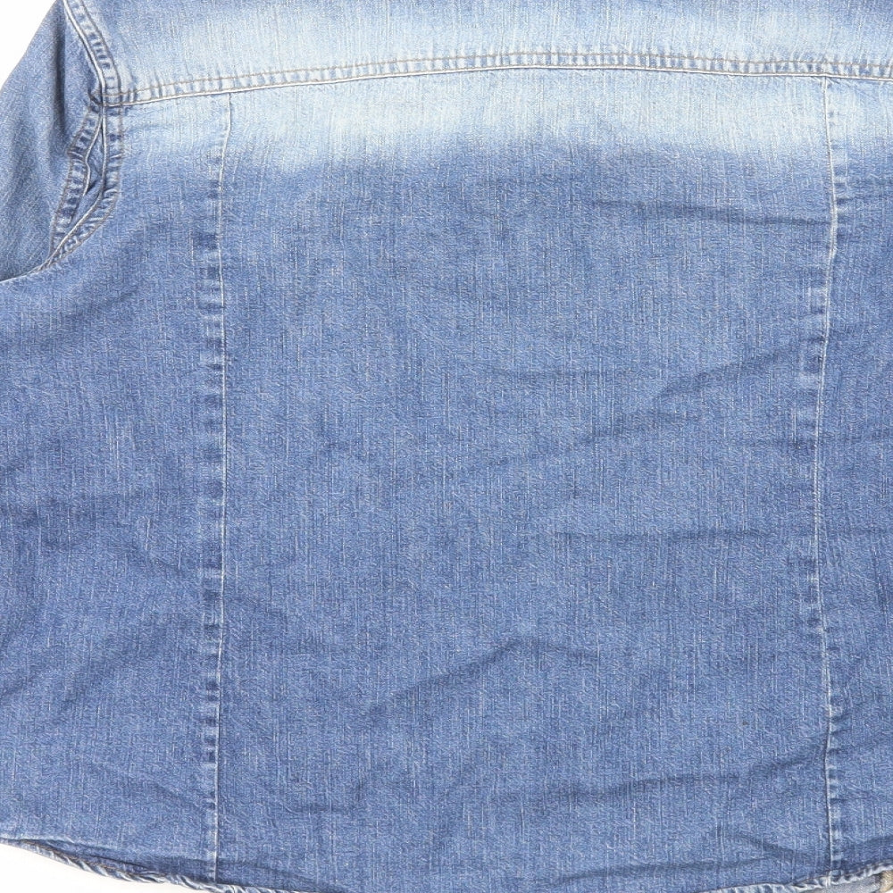 Lee Cooper Mens Blue Cotton Button-Up Size S V-Neck Snap