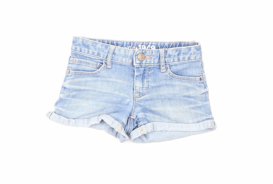 Gap Girls Blue Cotton Hot Pants Shorts Size 7 Years Regular Zip