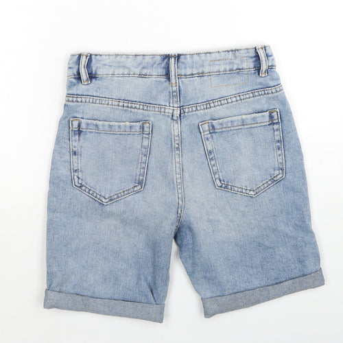 Marks and Spencer Boys Blue Cotton Bermuda Shorts Size 7-8 Years Regular Zip