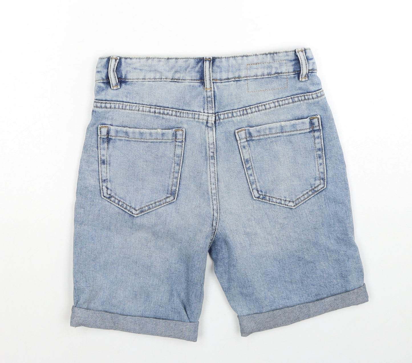 Marks and Spencer Boys Blue Cotton Bermuda Shorts Size 7-8 Years Regular Zip