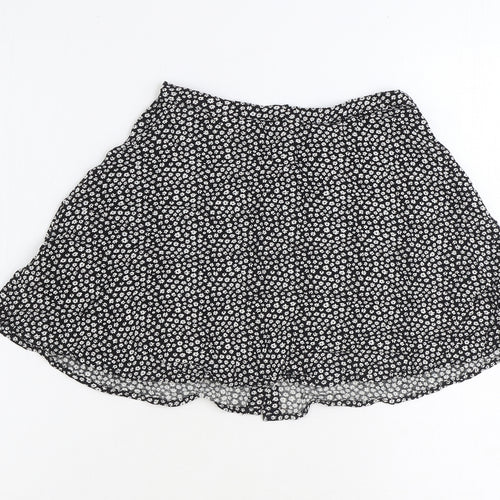 Divided Girls Black Floral Viscose A-Line Skirt Size 8 Years Regular Button