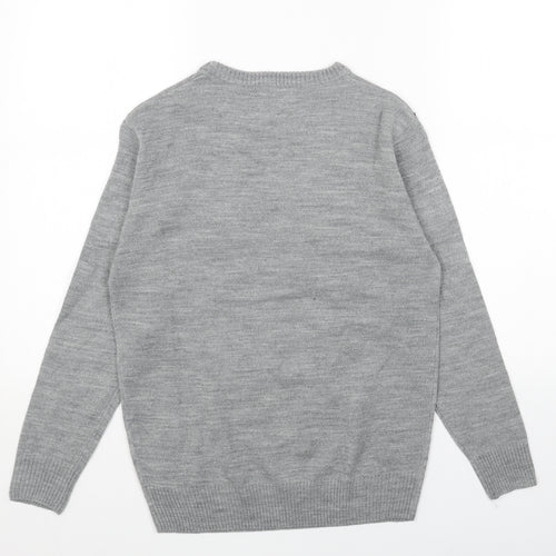 H&M Girls Grey Round Neck Cotton Pullover Jumper Size 11-12 Years Pullover - Deer to be Cool