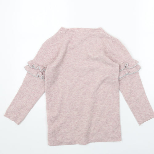 Primark Girls Pink Round Neck Acrylic Blend Pullover Jumper Size 7-8 Years Pullover