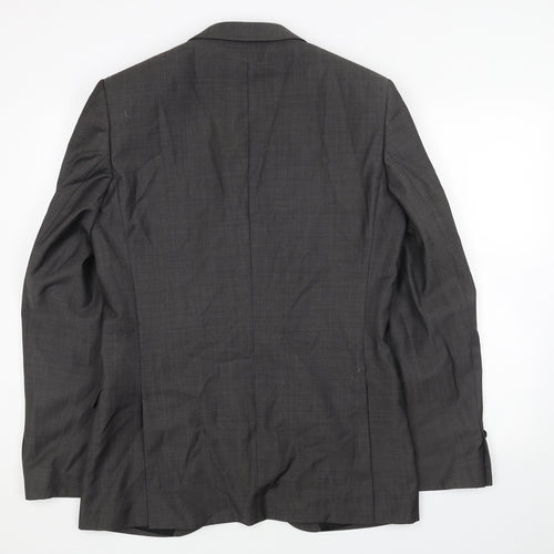 Paul Costelloe Mens Grey Patent Leather Jacket Blazer Size 38 Regular