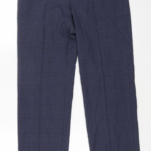 Marks and Spencer Mens Blue Polyester Dress Pants Trousers Size 32 in L30 in Regular Zip