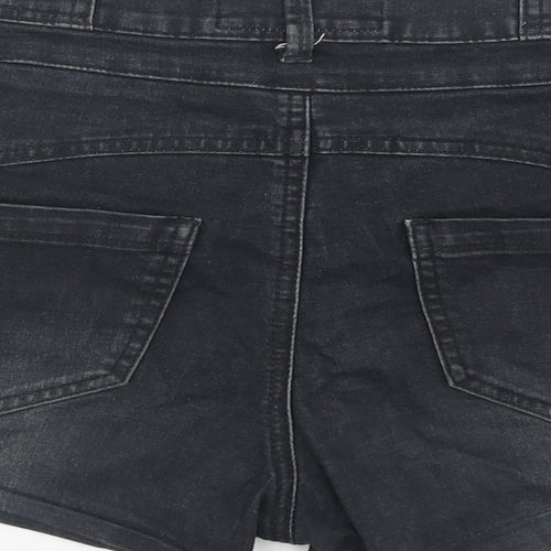 New Look Womens Black Cotton Hot Pants Shorts Size 10 Regular Zip