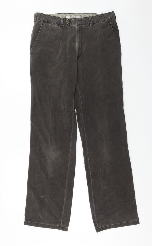 Oakman Mens Brown Cotton Chino Trousers Size 32 in Regular Zip