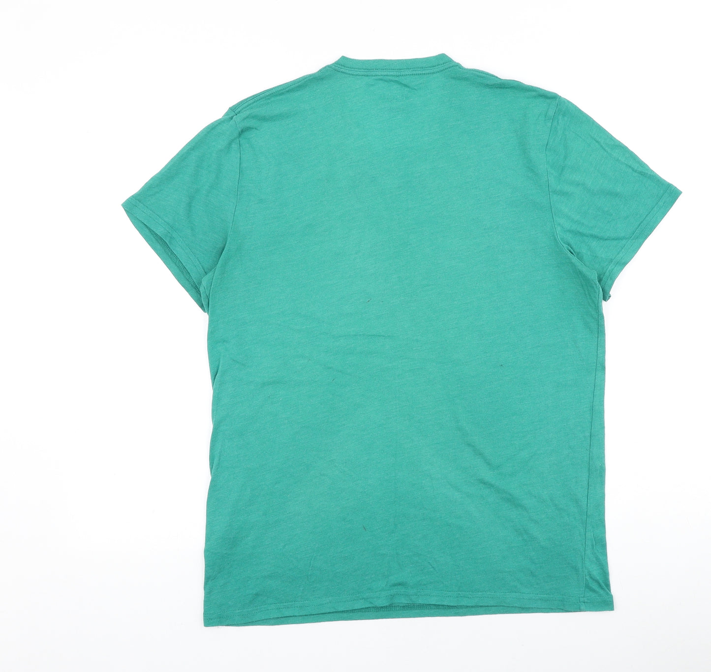 Hollister Mens Green Cotton T-Shirt Size S V-Neck