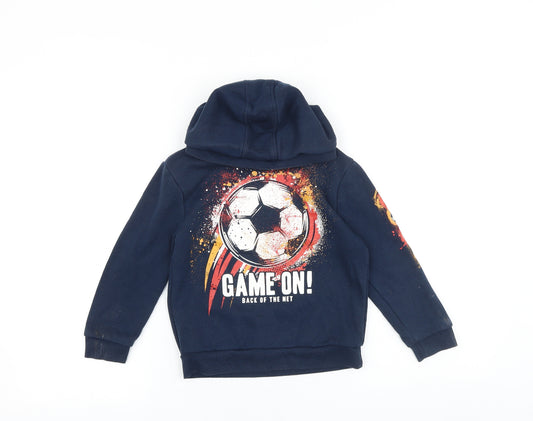 Primark Boys Blue 100% Cotton Pullover Hoodie Size 4-5 Years Pullover - Game on!