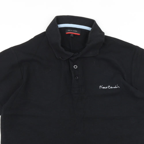 Pierre Cardin Mens Black 100% Cotton Polo Size S Collared Button
